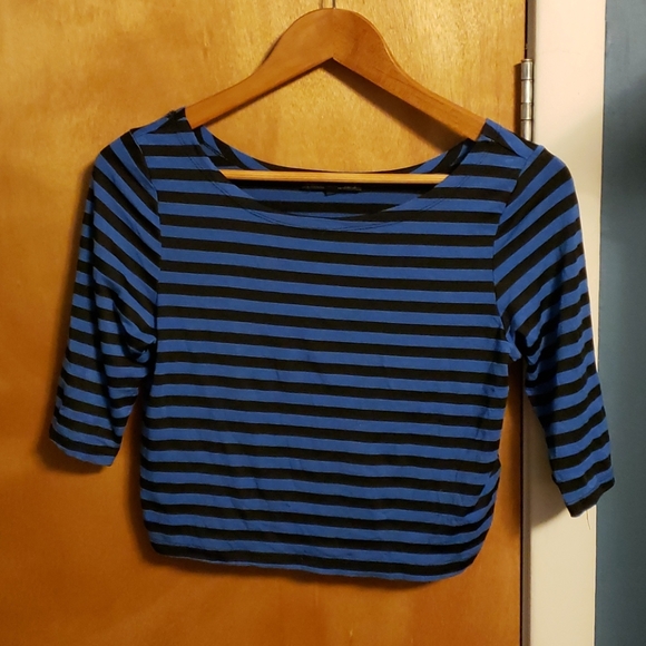 Lucca Couture Tops - Striped 3/4 sleeve crop top